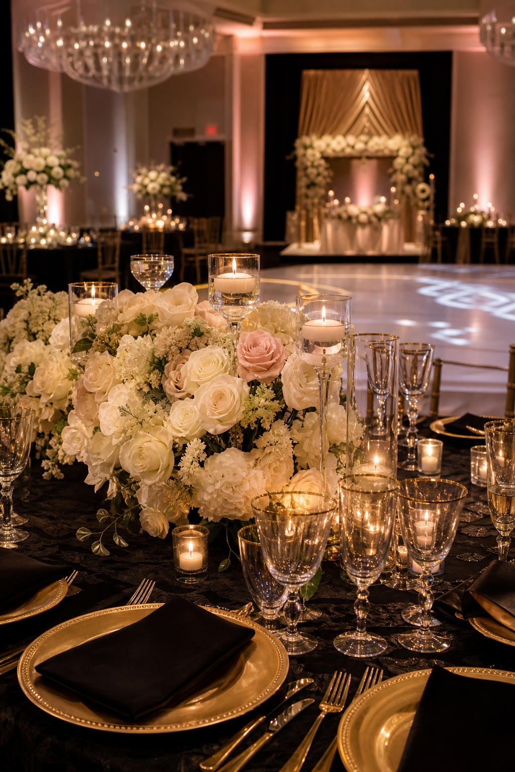 Candlelit event table decor detail